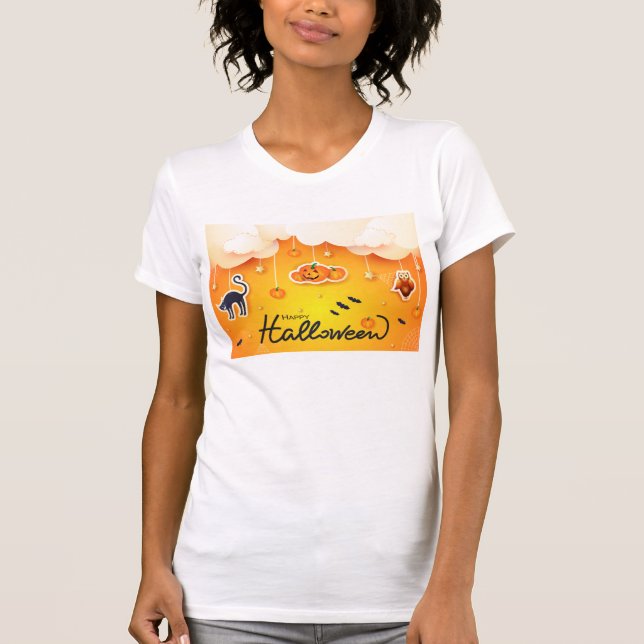 T-shirt Bonne Halloween sur les nuages (Devant)