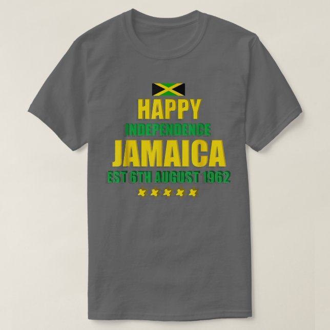 T-shirt Bonne Indépendance Jamaïque, Est 6 août 1962, J (Design devant)