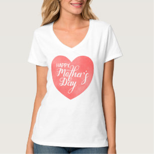 T-shirt Bonne journée de mère en coeur rose, coeur aquarel