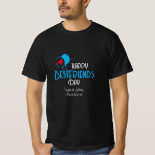 T-shirt Bonne Journée des Amis avec Ballons de Coeur & Nom