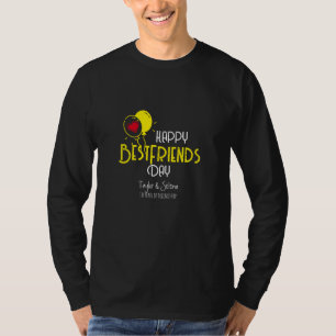 T-shirt Bonne Journée des Amis avec Ballons de Coeur & Nom