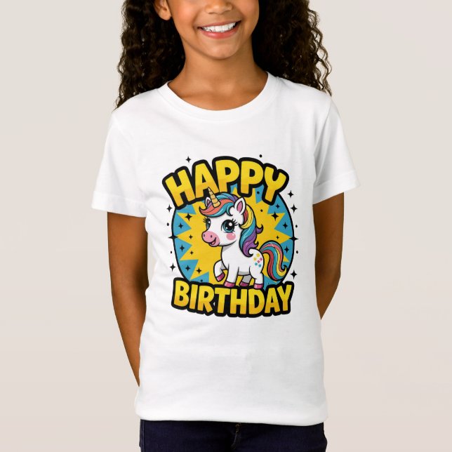 T-Shirt Bonne licorne d'anniversaire (Devant)