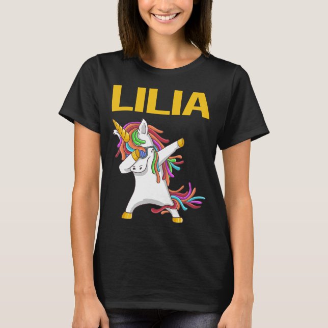 T-shirt Bonne licorne - Nom de Lilia (Devant)