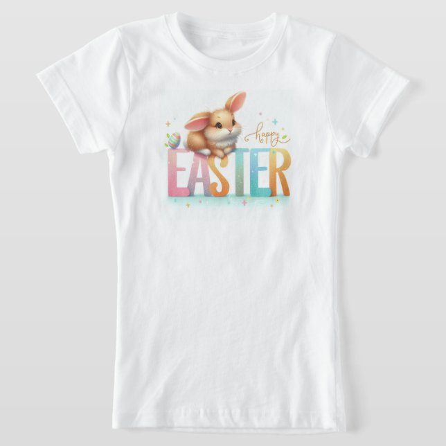 T-Shirt Bonne Pâques belle Typographie de Pâques avec Bunn (Poser)