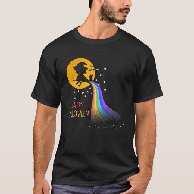 T-shirt Bonne Sorcière Gay pride Halloween - Drapeau arc-e (Devant)
