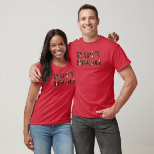 T-shirt Bonne typographie Diwali aux chandelles