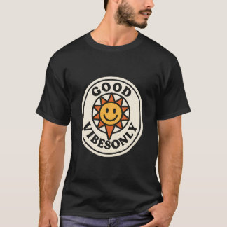T-shirt Bonne Vibration Uniquement — Soleil Smiley Rétro