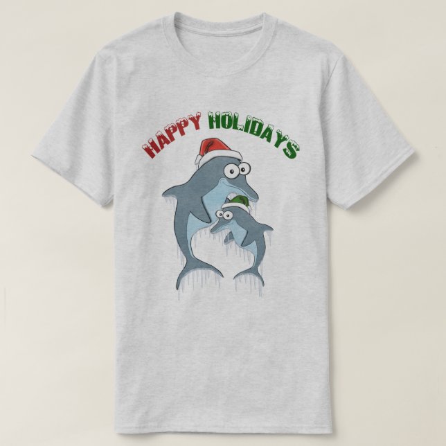 T-shirt Bonnes fêtes dauphins (Design devant)