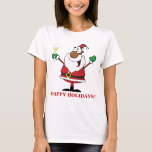 T-shirt Bonnes fêtes pain grillé de Père Noël noir