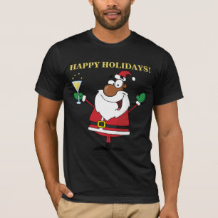 T-shirt Bonnes fêtes pain grillé de Père Noël noir