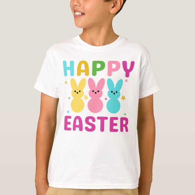 T-shirt Bonnets mignons S'amusent Bonne Pâques (Devant)