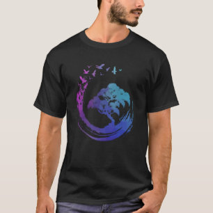 T-shirt Bonsai Arbre Avec Oiseaux Volants Bouddhis japonai