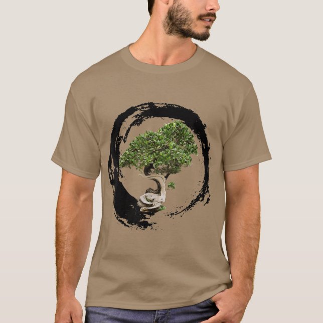 T-shirt Bonsai Arbre Enso Cercle Calligraphie Zen (Devant)