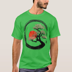 T-shirt Bonsai Arbre Japonaise Calligraphie Zen Bonsai Vin