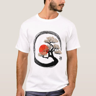 T-shirt Bonsai Arbre Japonaise Calligraphie Zen Bonsai Vin