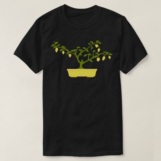 T-shirt Bonsai de chili jaune dans un pot Bonsai jaune (Design devant)