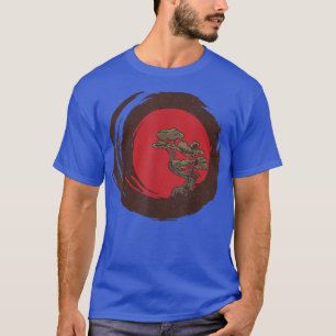 T-shirt Bonsai Tree, Drapeau japonais Coucher de soleil ro