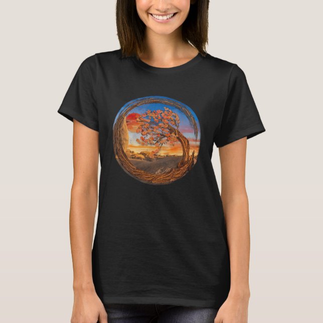 T-shirt Bonsai Tree In Japanese Zen Buddhist Enso Circle S (Devant)