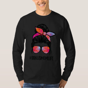 T-shirt Bonus Maman Vie StepMom Fête des mères Messy Bun C