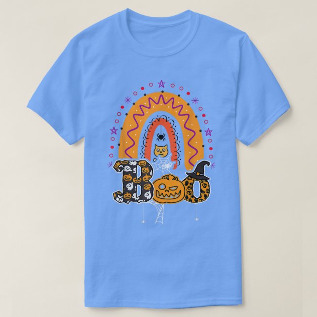 T-shirt Boo Avec Araignées Et Casquette De Sorcière Hallow (Design devant)