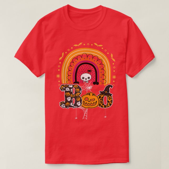 T-shirt Boo Avec Araignées Et Casquette De Sorcière Hallow (Design devant)