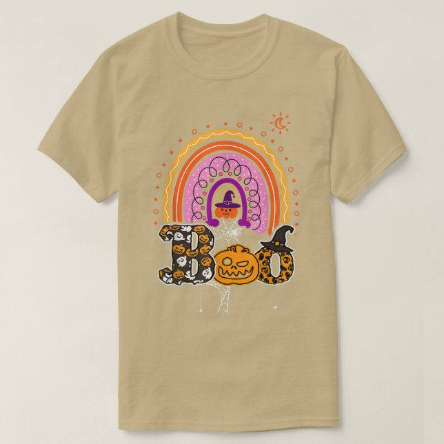 T-shirt Boo Avec Araignées Et Casquette De Sorcière Hallow (Design devant)