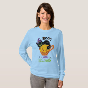 T-shirt Boo Black Cat, Scary Pumkin Coffee Halloween