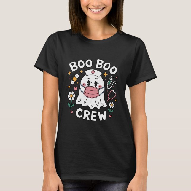 T-shirt Boo Boo Crew Halloween Ghost Nurse 2024 (Devant)