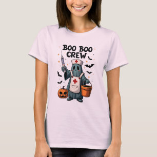 T-shirt Boo Boo Crew Halloween Nurse Ghost Design avec Pum
