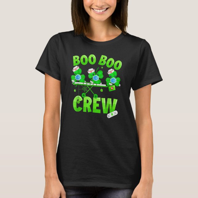 T-shirt Boo Boo Crew Nurse St Patrick S Day Shamrock Face (Devant)