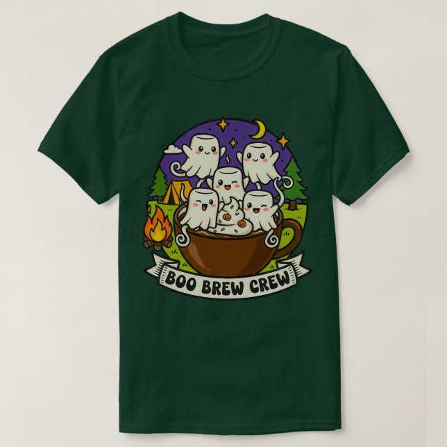 T-shirt Boo Brew Crew Cute Ghost Coffee Design (Design devant)