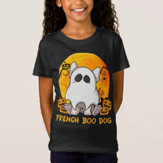 T-Shirt Boo Bulldog avec araignée Citrouille et lune