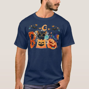 T-shirt Boo Chat noir Halloween Citrouille Sorcière Casque