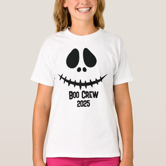 T-shirt Boo Crew 2025 Jack-o'-lantern groupe facial Hallow (Devant)