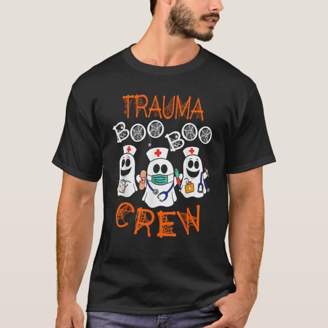 T-shirt Boo Crew Funny Nursing Ghost Women Trauma Nurse Ha (Devant)