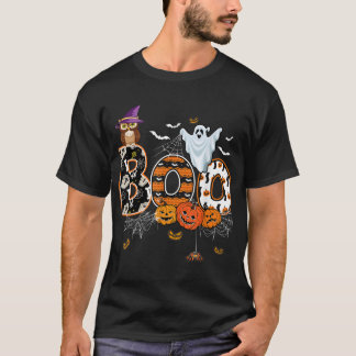 T-shirt Boo Déplaisant Owl Citrouille Ghost Halloween