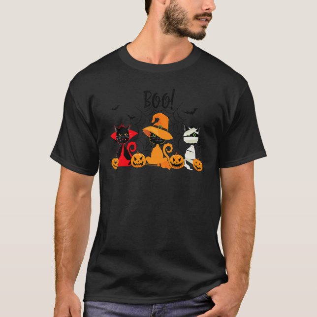 T-shirt Boo Éffrayant Halloween maman sorcière Chat Vêteme (Devant)