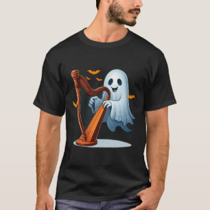 T-shirt Boo Ghost Jouer Harp Halloween instrument de musiq