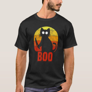T-shirt Boo Halloween Chat Gory Bloody Horreur Couteau