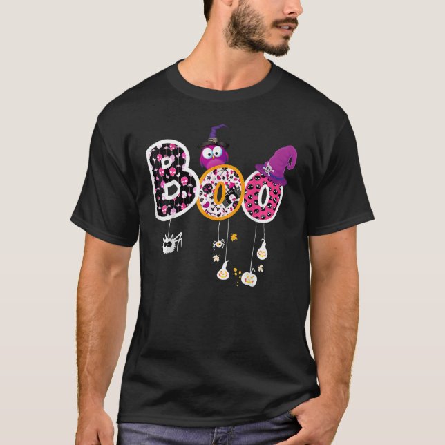 T-shirt Boo Halloween Costume Araignées Fantômes Pumkin &  (Devant)