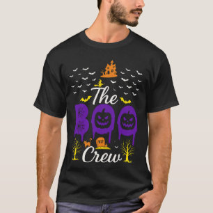 T-shirt BOO Halloween lettres de goutte avec des fantômes,