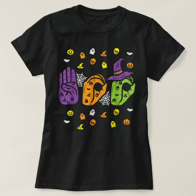 T-shirt Boo Hands American Sign Language Pride ASL Funny H (Design devant)
