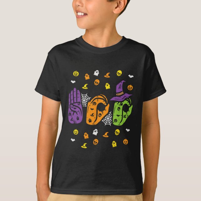 T-shirt Boo Hands American Sign Language Pride Asl Hallowe (Devant)