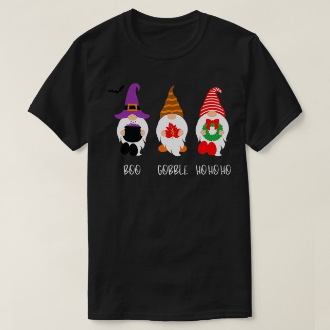 T-shirt Boo HoHoHo Gnomes Noël mignon (Design devant)