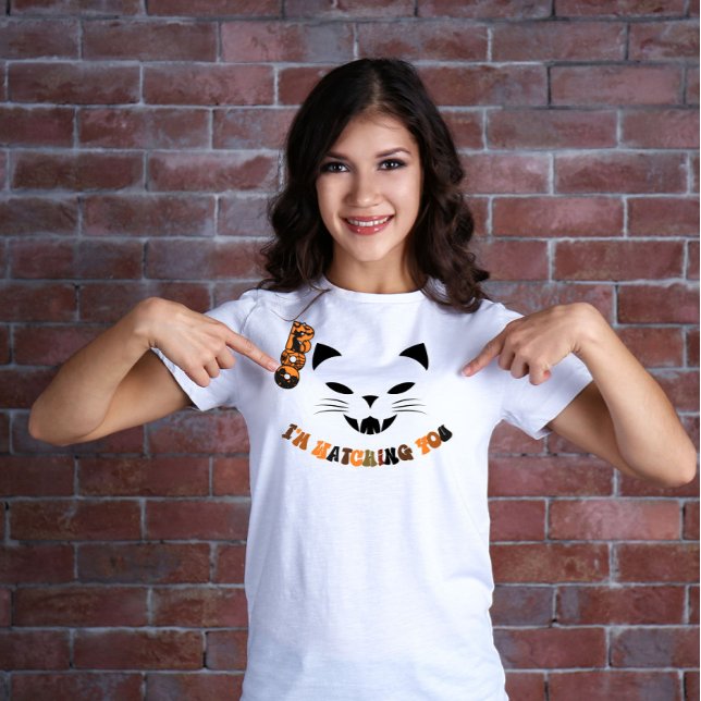 T-shirt Boo je vous regarde flotter le visage de chat (Créateur téléchargé)