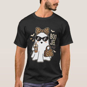 T-shirt Boo Jee Cute Ghost Halloween Leopard Design_1