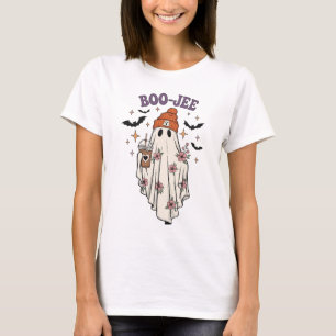 T-shirt BOO-JEE Ghost - Cute Floral Halloween Coffee Love