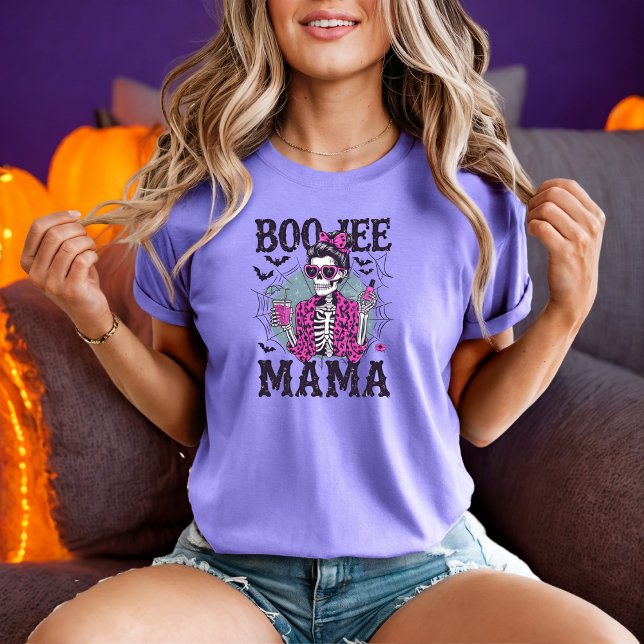 T-shirt Boo-Jee Mama Skeleton en Pink Fur Halloween Design (Créateur téléchargé)