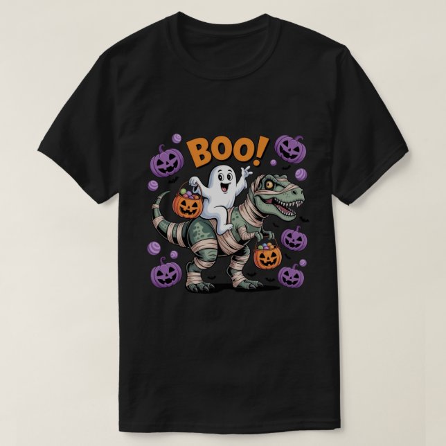 T-shirt Boo ! Mignonne Ghost Riding maman T-Rex avec Citro (Design devant)
