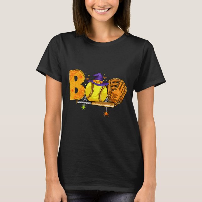 T-shirt Boo Softball Player Catcher Tcher Funny Halloween  (Devant)